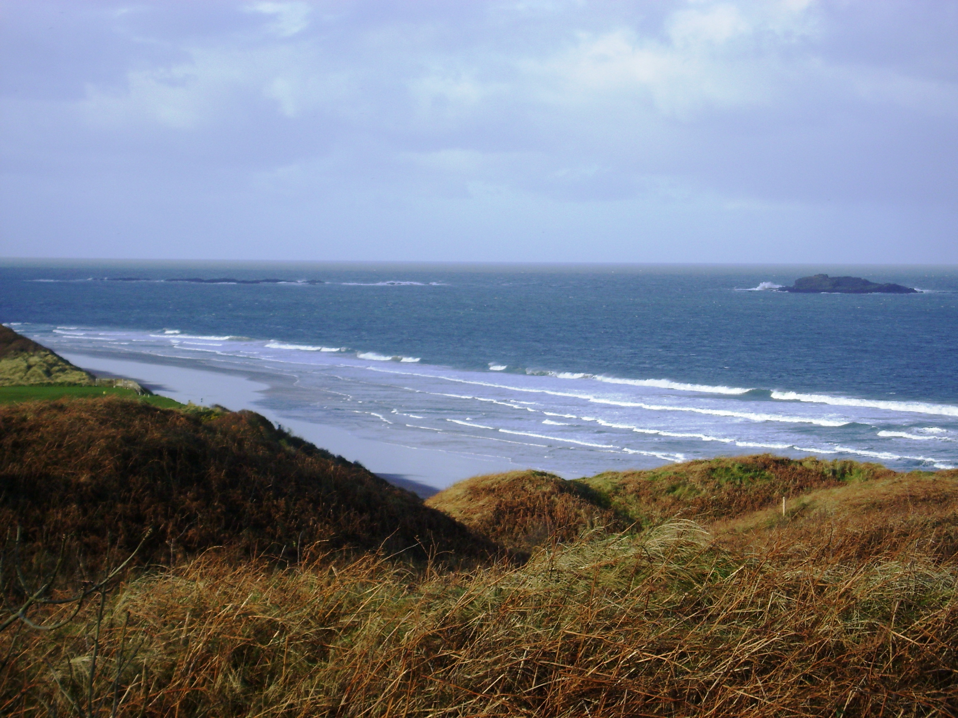 Portrush town and its harbour on the Antrim coast