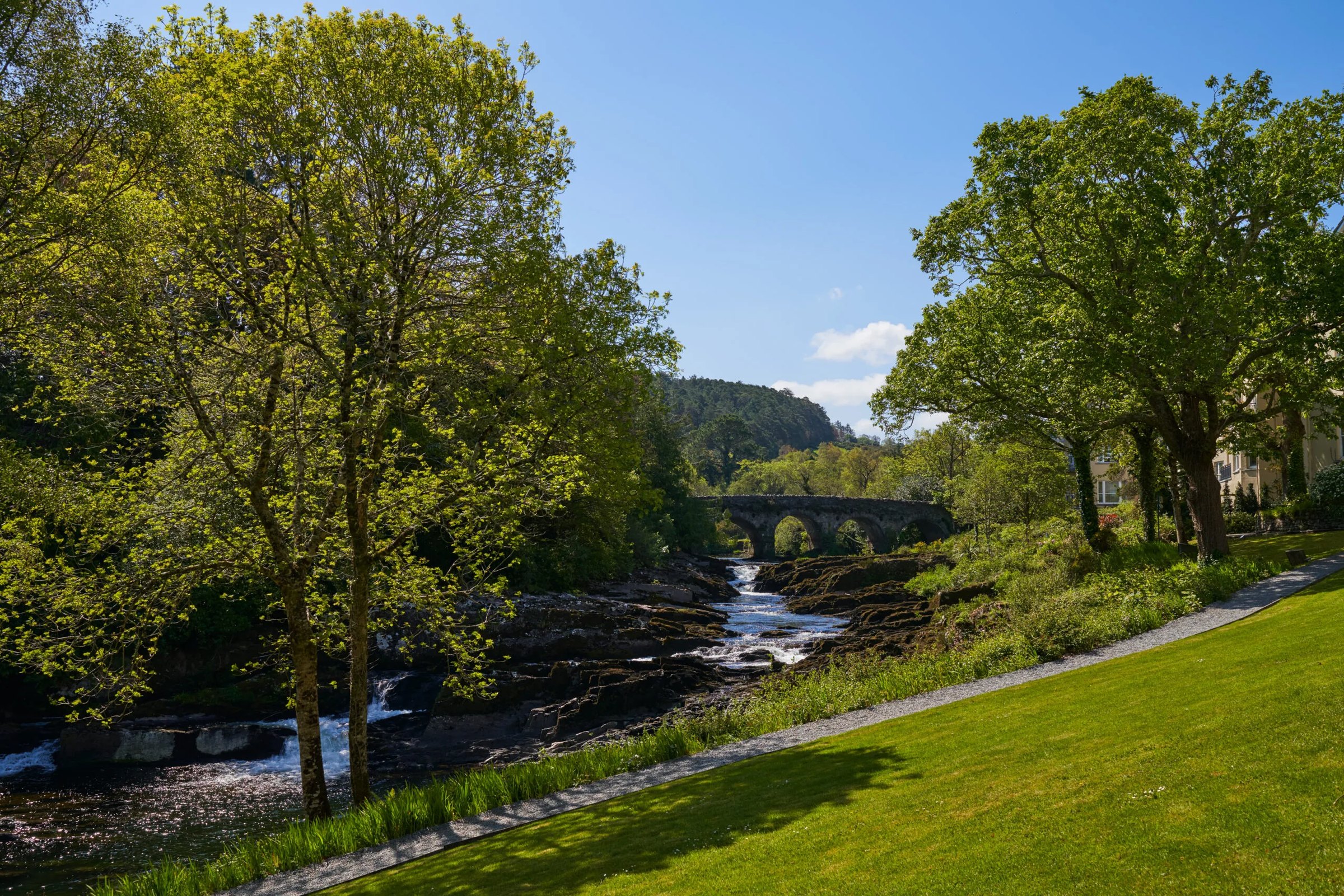 Sheen Falls Lodge above the falls on the River Sheen, Kenmare