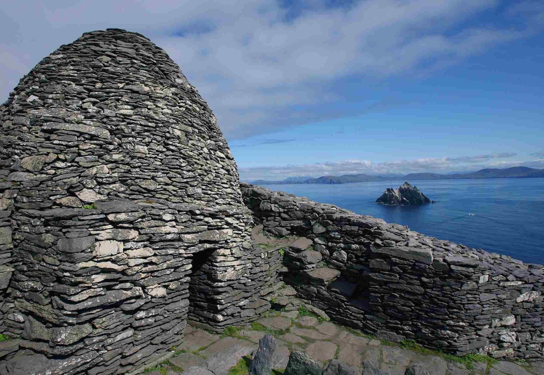 The monastic beehive huts on Skellig Michael, County Kerry