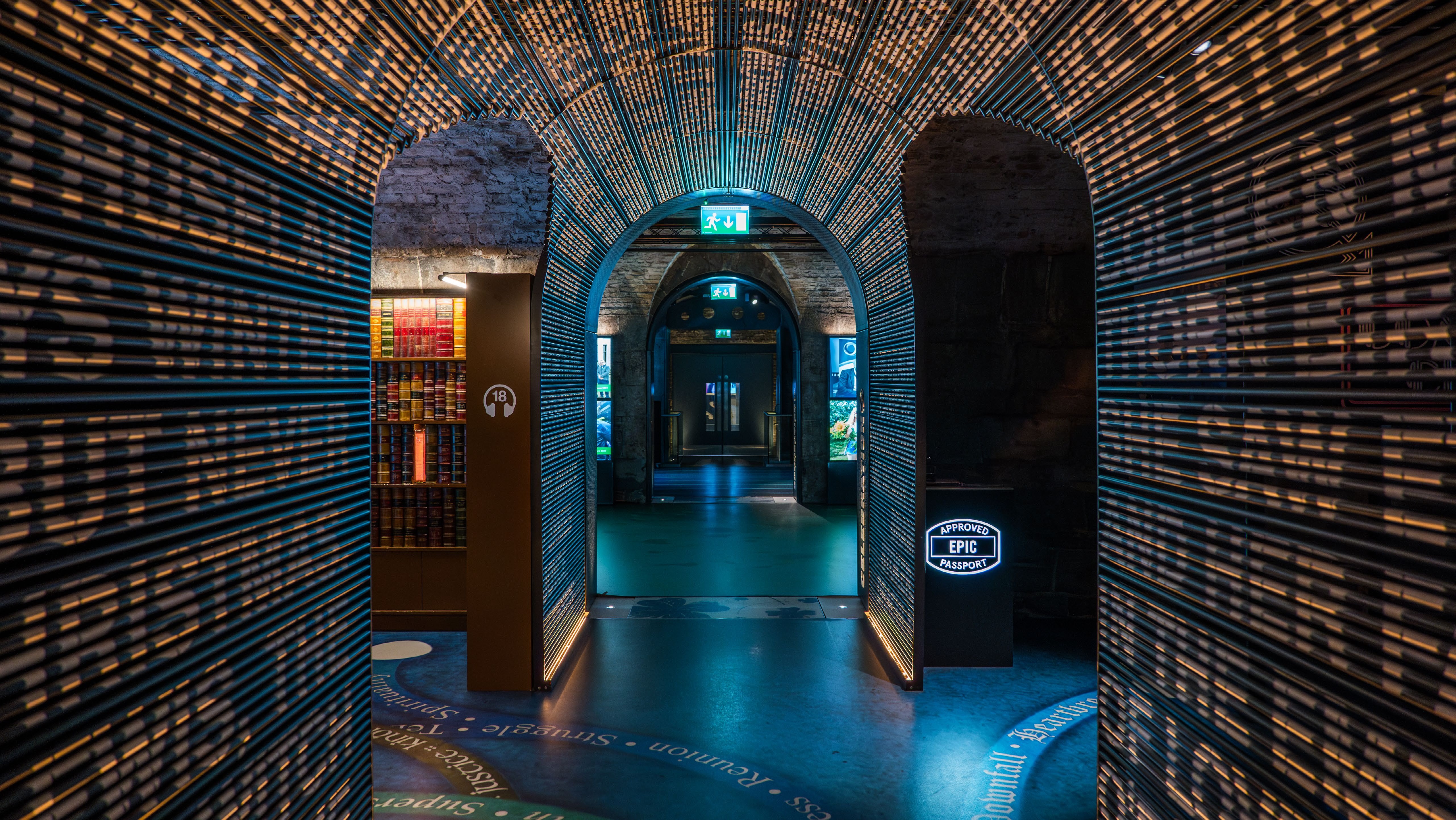 The sequence of stone vaults beneath Dublin's historic CHQ Building, home of EPIC The Irish Emigration Museum.
