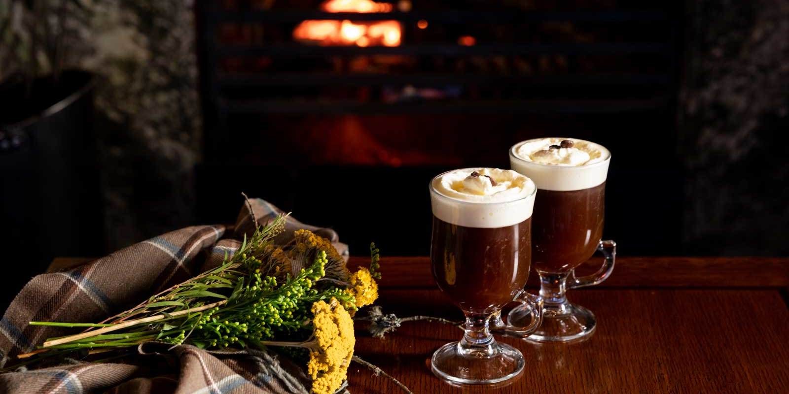 Coffee by the fire at Ballynahinch Castle, Connemara