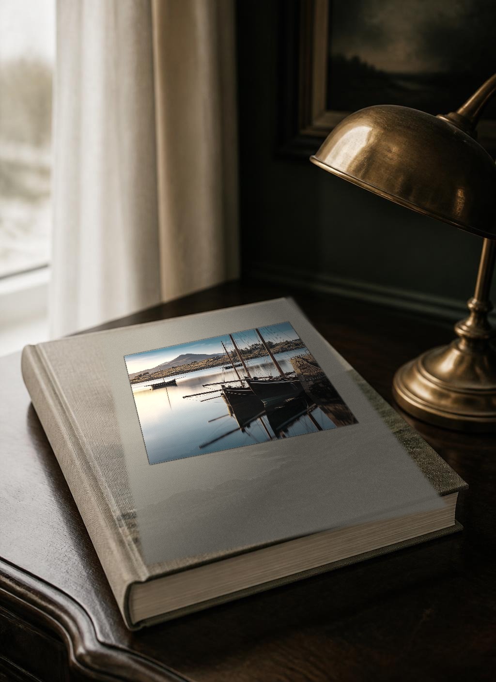 Cover of the bound printed edition N° 07, The Ireland Family Itinerary (Young Kids), cover line “Ireland, Slowly”, from The Ireland Edit. The linen-bound volume photographed as a physical book, with a documentary photograph of Roundstone, Connemara, County Galway tipped into the front board.