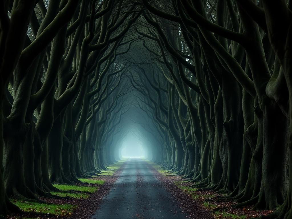 The beech avenue of the Dark Hedges in County Antrim