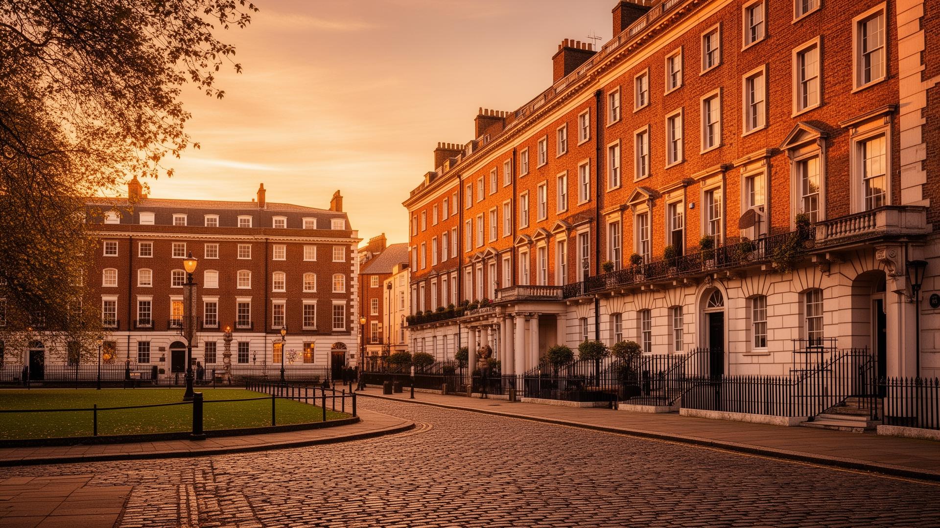 A Georgian hotel facade on Merrion Street, Dublin.
