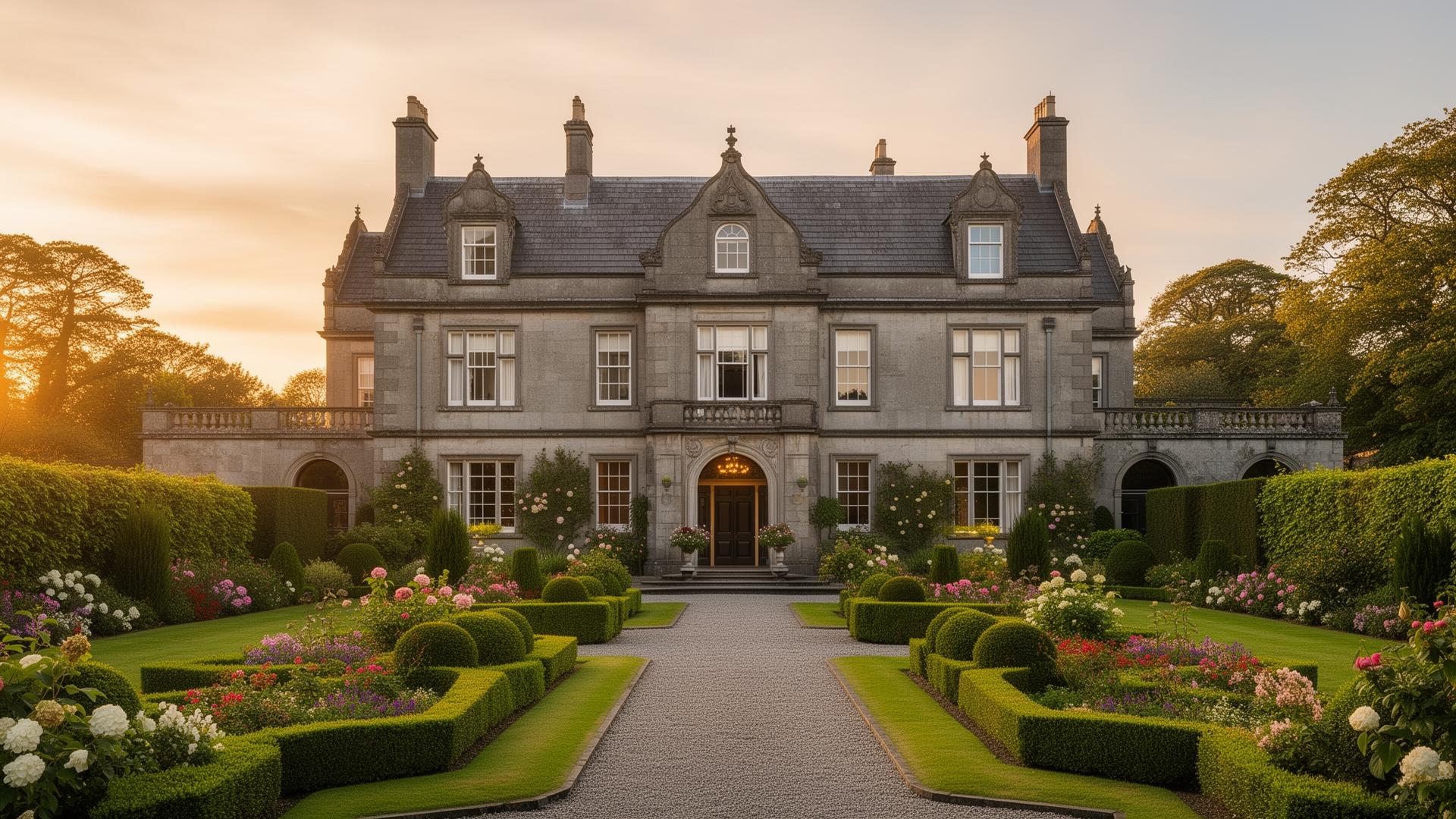 Irish estate at sunset