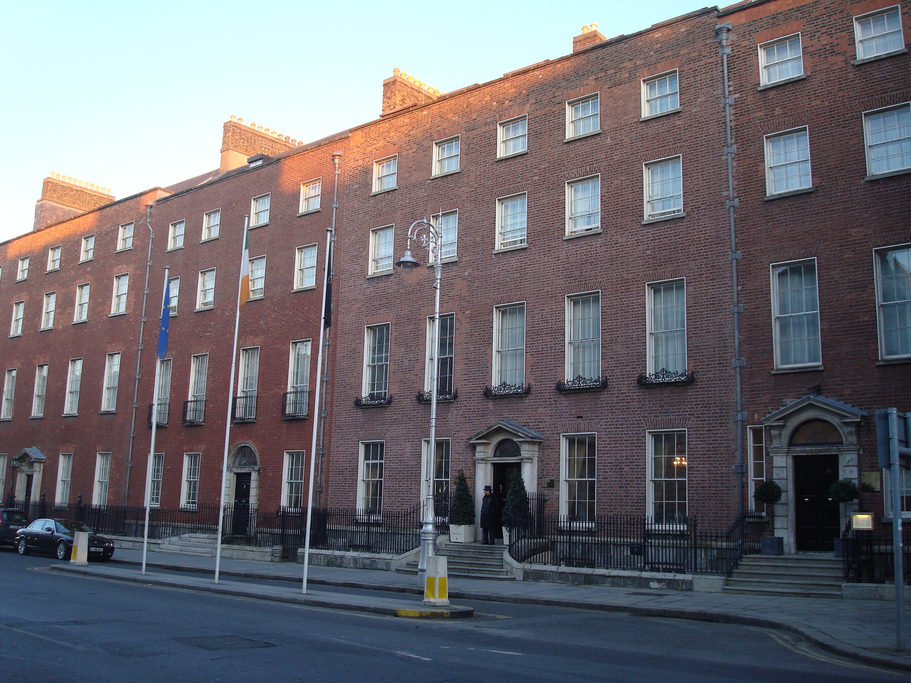 The Merrion's Georgian townhouse facade on Upper Merrion Street