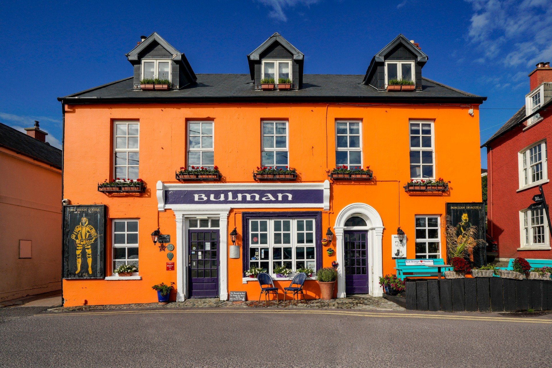 The orange facade of The Bulman, Summercove, Kinsale