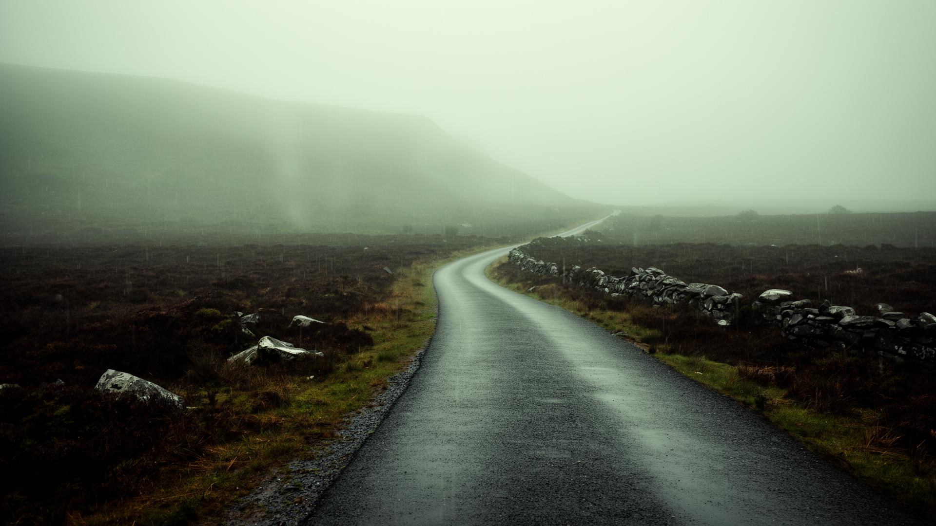 Mist over the blanket bog near the Sally Gap in the Wicklow Mountains