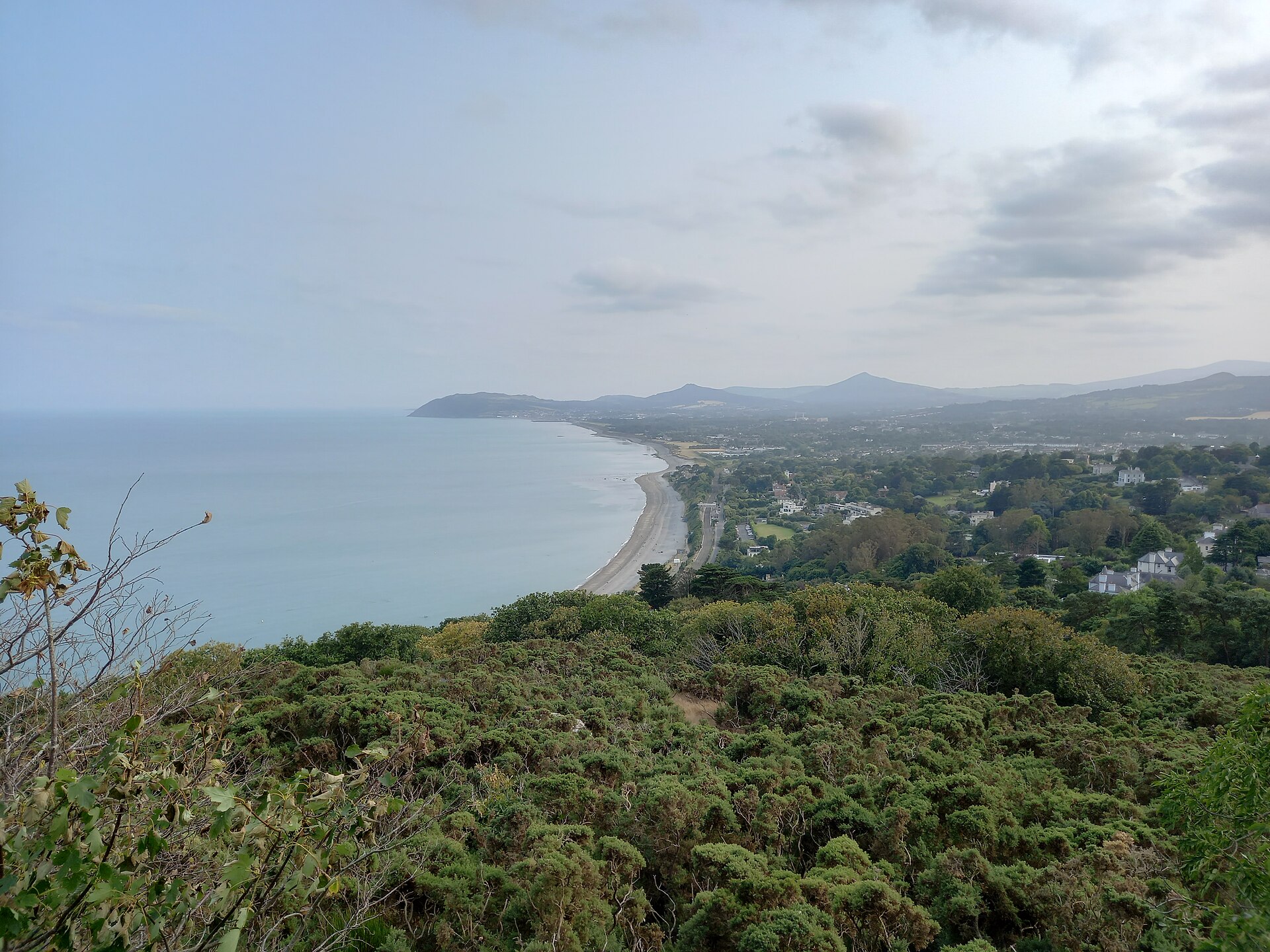 The view from Killiney Hill south over Killiney Bay toward Bray Head.
