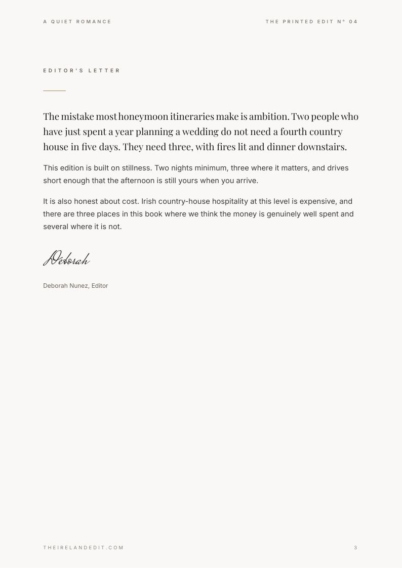 A Quiet Romance, editor's letter