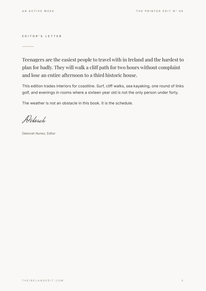 An Active Week, editor's letter