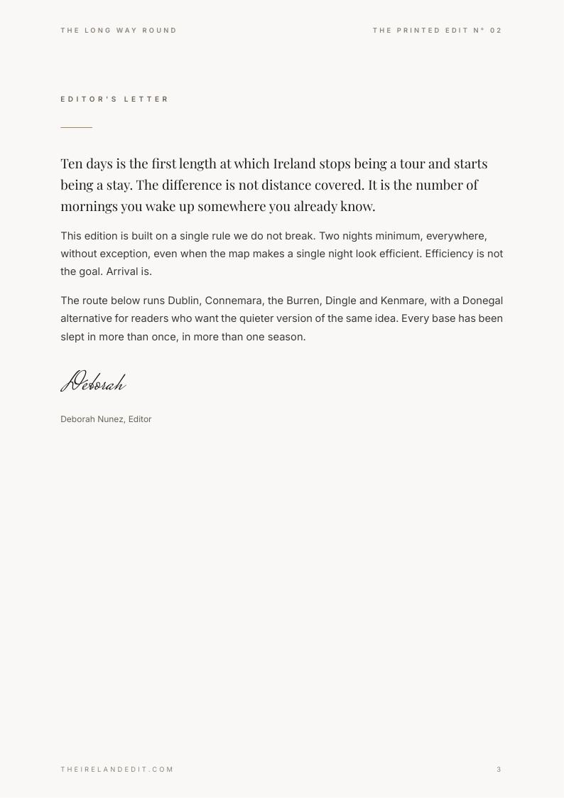 The Long Way Round, editor's letter